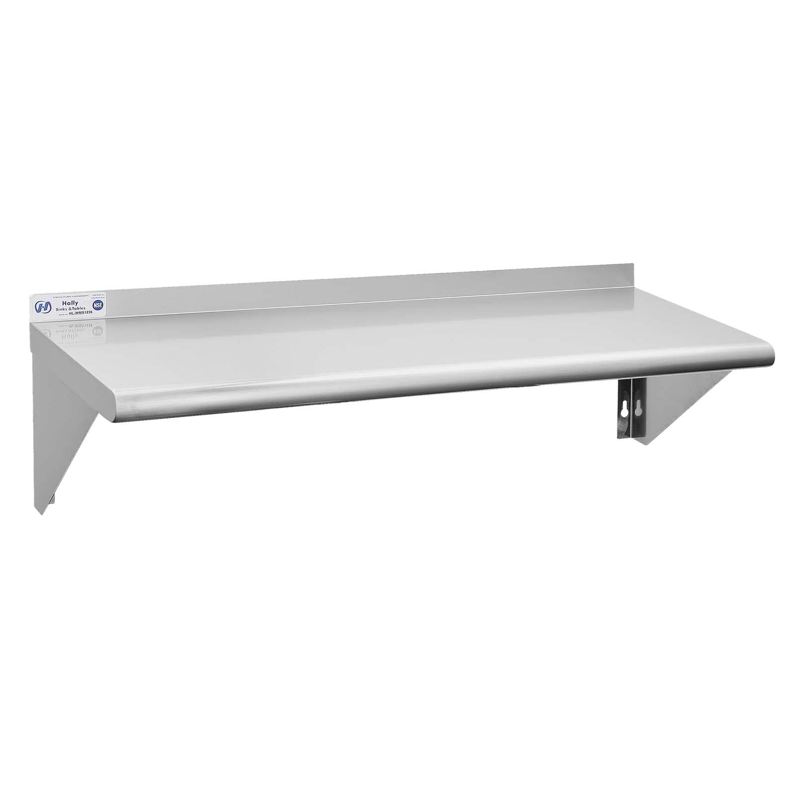 Hally Stainless Steel Shelf 12 X 36 Inches 250 Lb, Nsf Commercial Wall Mount Floating Shelving For Restaurant, Kitchen, Home And