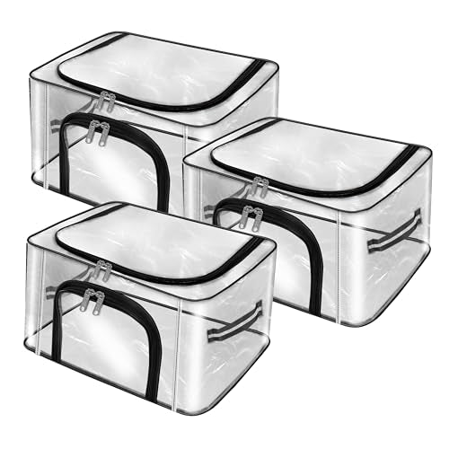 Storite 3 Pack 28 L Transparent Pvc Wardrobe Bag Underbed Moisture Proof Cloth Storage Organizer, Storage Box For Clothes Saree 