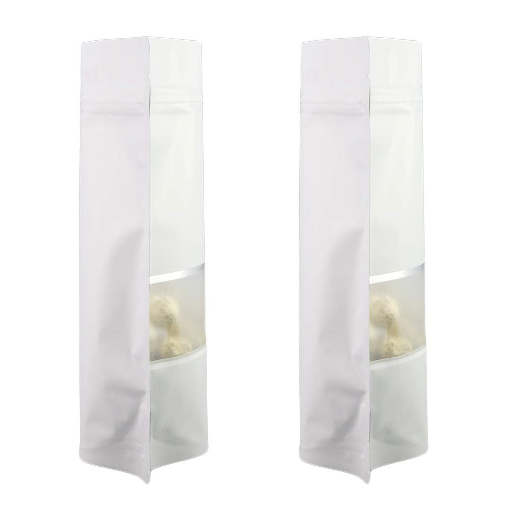 Qq Studio 100 Matte Metallic Color With Frosted Window Display Stand-Up Resealable Quickqlick Bags (6.3'' X 9.4'', Matte White)