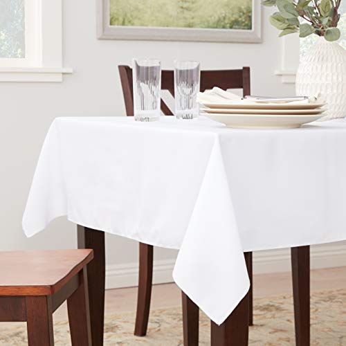 LA Linen Polyester Poplin Square Tablecloth  52 by 52-Inch  White