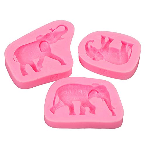 3 Pcs Animal Elephant Mommy Daddy Baby Family For Diy Cake Fondant Baking Biscuit Cookies Soap Tray 3D Chocolates Hard Candies D