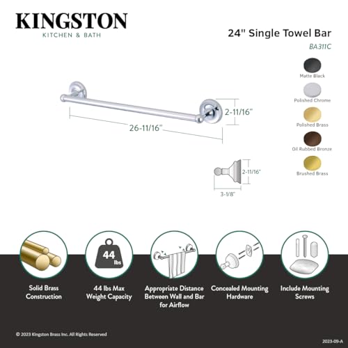 Kingston Brass BA311C Classic 24'' Towel Bar  Polished Chrome