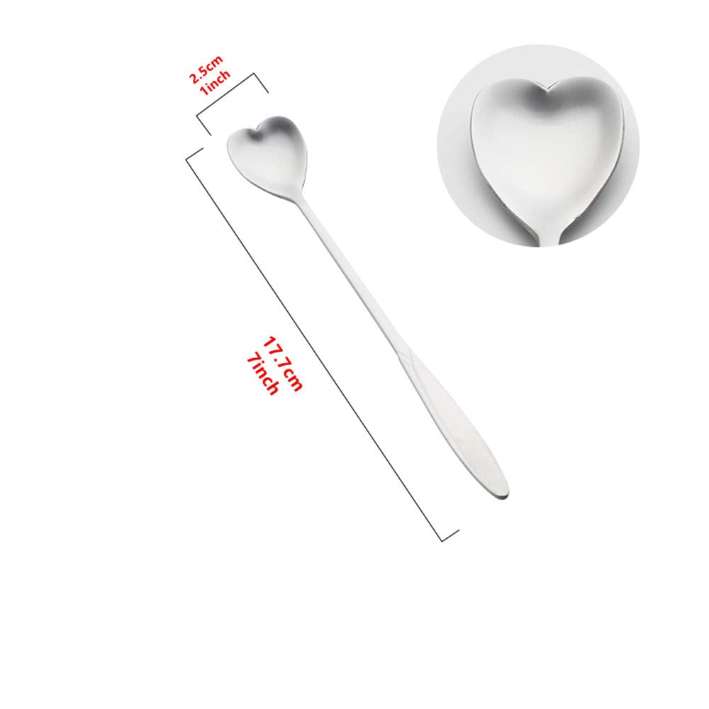 Falytemow 304 Stainless Steel Spoons For Coffee Tea Dessert Drink Mixing Milkshake Spoon Tableware Pack Of 8 (8Pcs Silver Heart