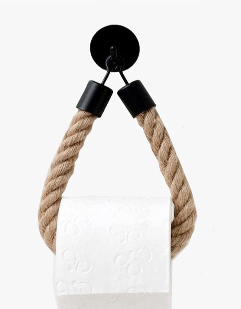 Wonqexz Hand Towel Holder,Toilet Roll Holder,Self Adhesive Toilet Paper Holder Wall Mount - Nautical Rope Tissue Holder - No Dri