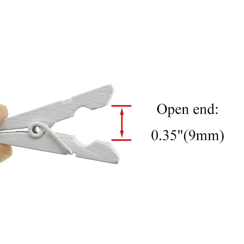 Hahiyo White Wooden Clothes Pins Clothespins Small Do Not Fall Apart 1.38 Inches Length 50 Pack Sturdy Strong Springs No Rust No