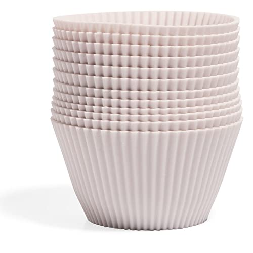 The Silicone Kitchen Reusable Silicone Baking Cups - Designer White, Non-Toxic, Bpa Free, Dishwasher Safe (Pack Of 12, Jumbo)