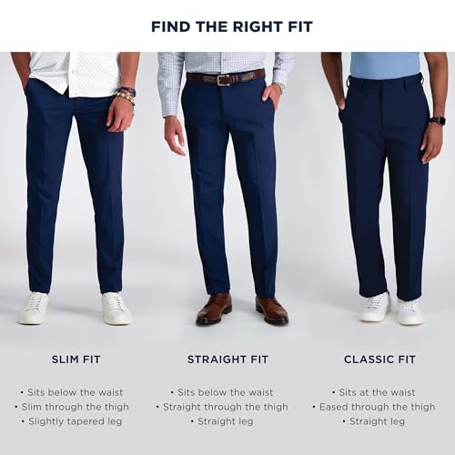 Haggar Mens Cool 18 Pro Classic Fit Flat Front Pant - Regular And Big  Tall Sizes, Brown Heather, 34W X 29L