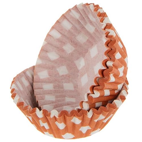 Autumn Tiny Baking Cups - Orange Plaid Paper Liners For Cupcakes, Muffins - Small- 100 Count