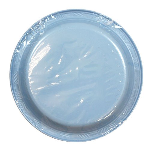 Light Blue Solid Color Plastic Premium Heavy Weight Dinner Plate (9'') 50 Count - Elegant & Durable, Perfect For Parties, Weddin