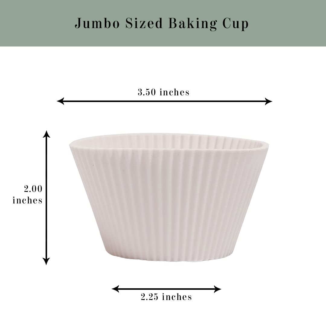 The Silicone Kitchen Reusable Silicone Baking Cups - Designer White, Non-Toxic, Bpa Free, Dishwasher Safe (Pack Of 12, Jumbo)