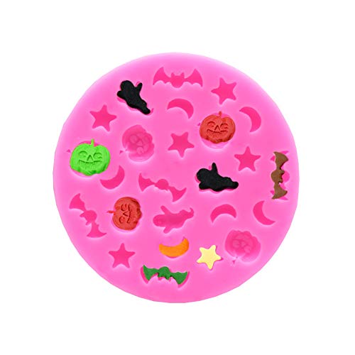 Wetco Mini Halloween Silicone Mold Trick Or Treat Ghost Pumpkin Bat Festival Candy Chocolate Making Small Baking Silicone Mold,