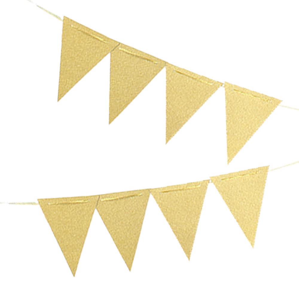 Gold Pennant Banner,Gold Vintage Double Sided Triangle Flag,For party Decoration,Pack of 30pcs Triangle Flag