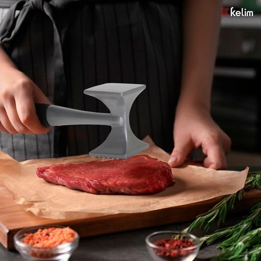 Meat Tenderizer Mallet - Heavy Duty Aluminum Meat Mallet Pounder - 2-Sided Meat Hammer Tenderizer For Softening And Flattening.