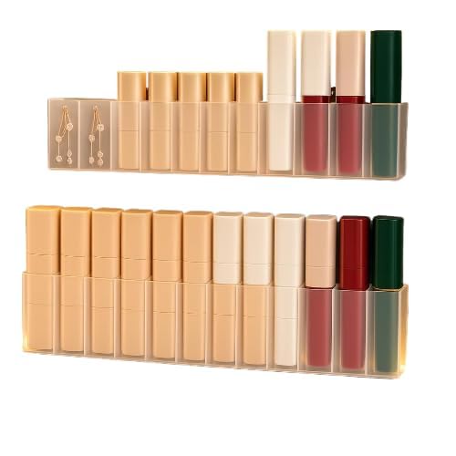 Wora Mini Wall Mount Storage Box, Compartment Transparent Plastic Makeup Brush Lipstick Holder Self-Adhesive Pen & Toothbrush Ho