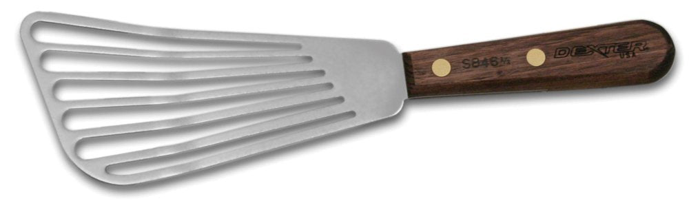 Hic Kitchen Russell Walnut Slotted Fish Turner, 6.5-Inch, Stainless Steel