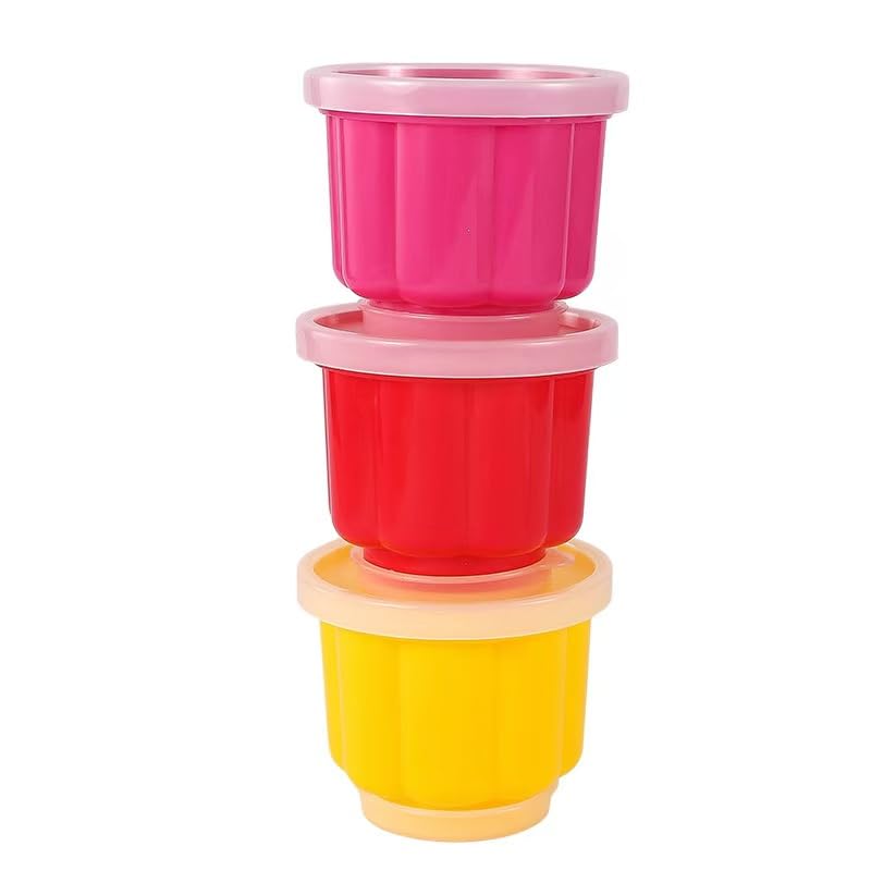 3-Pack Pudding Molds with Lids - Reusable Plastic Dessert Cups for Jello, Gelatin, Ice Cream, Custard Moulds, BPA-Free, Easy to 