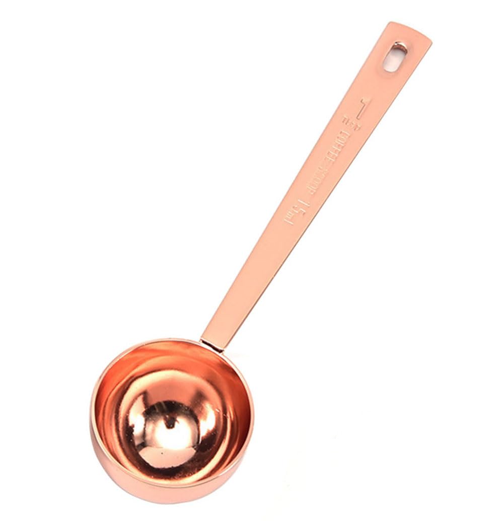 Rose Gold Coffee Scoops,Coffee Scoop For Ground Coffee, 1 Pc 15 Ml (1 Tpsp) 304 Stainless Steel Coffee Spoons 1 Tablespoon Long