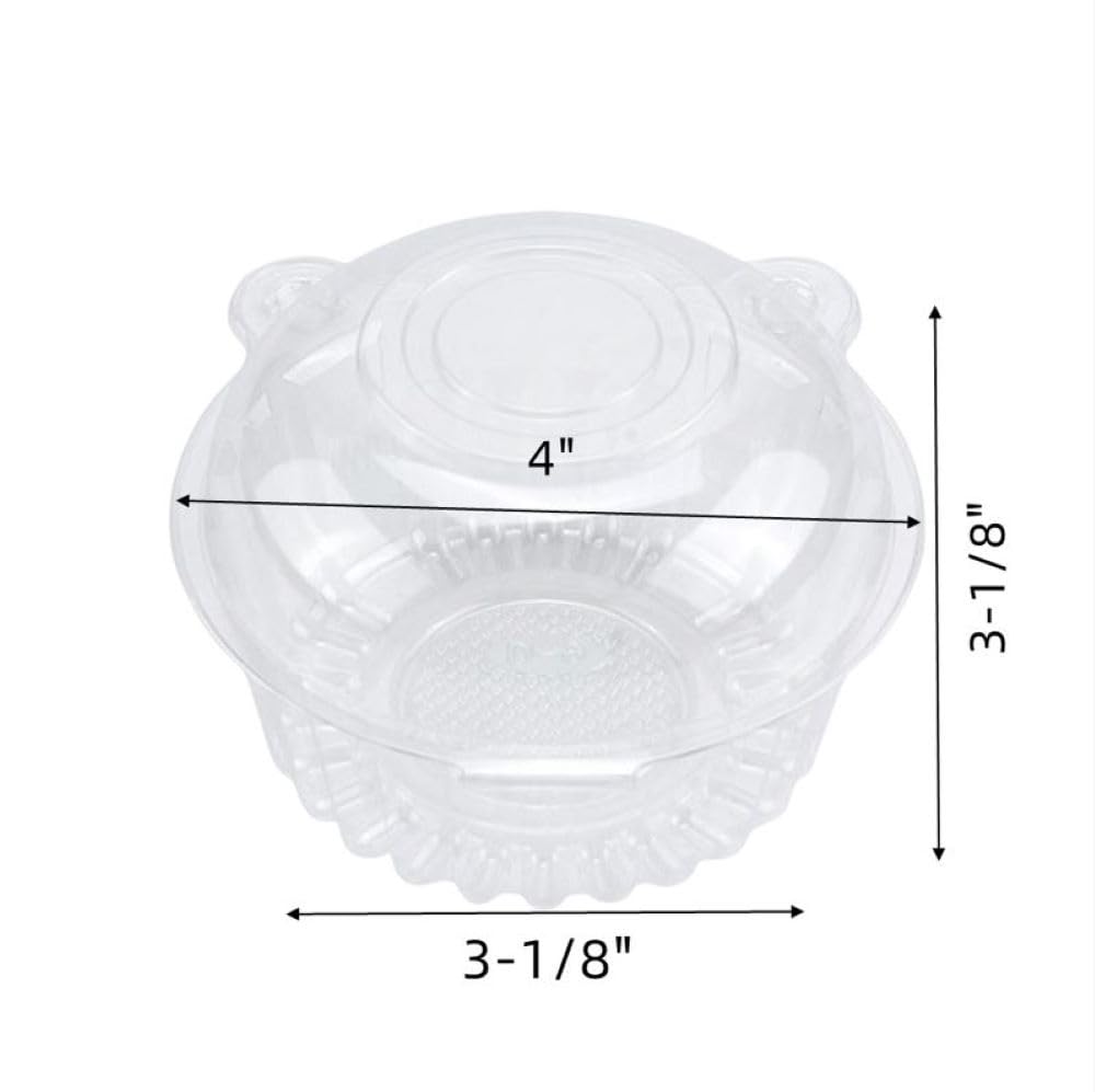 Hewnda 50 Pack Plastic Single Individual Cupcake Muffin Dome Holders Cases Boxes Cups Pods,Great For Parties Or Cake,Muffin Sale