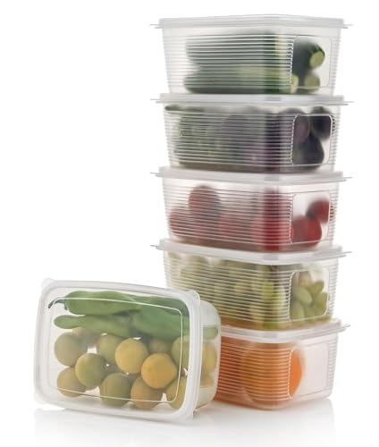 Xiran 6 Fridge Storage Boxes Fridge Organizer With Removable Drain Plate And Lid Stackable Fridge Storage Containers Plastic Fre