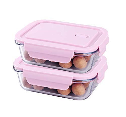 Swwitcart Lock N Store Rectangle Glass Container Lunch Box With Lid Borosilicate Clip Fresh Rectangular Container, 1000 Ml, Pack