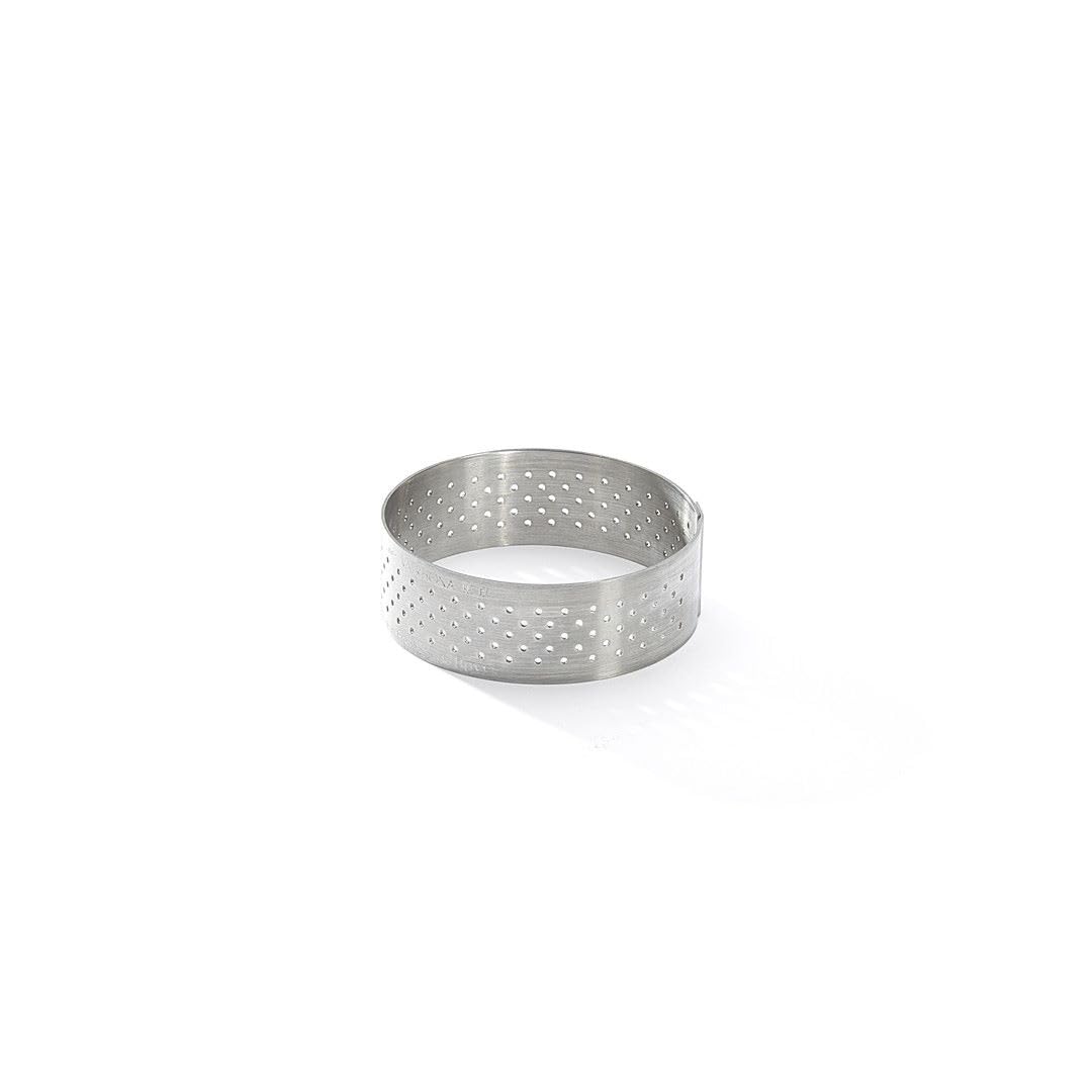 de Buyer Perforated Round Tart Ring - 2    Diameter, 0.8    Height - Perfect for Baking Beautifully Crisp Tarts - Easy to Use & 