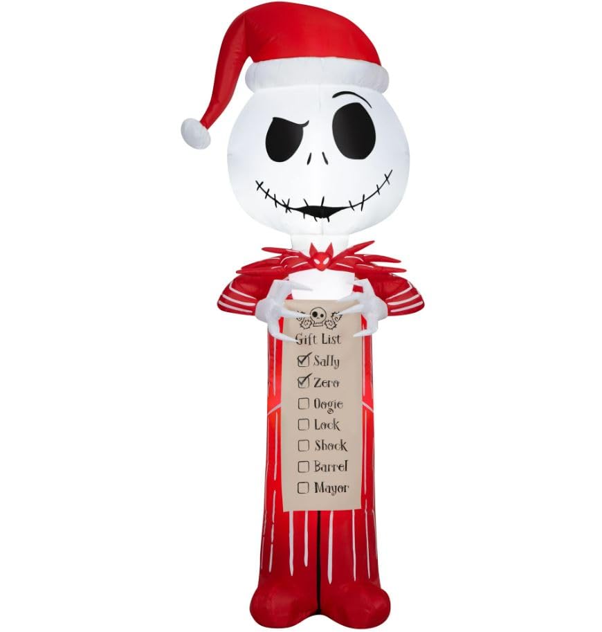 Gemmy Nightmare Before Christmas Airblown Inflatable Jack Holding Gift List 5.5 ft Tall