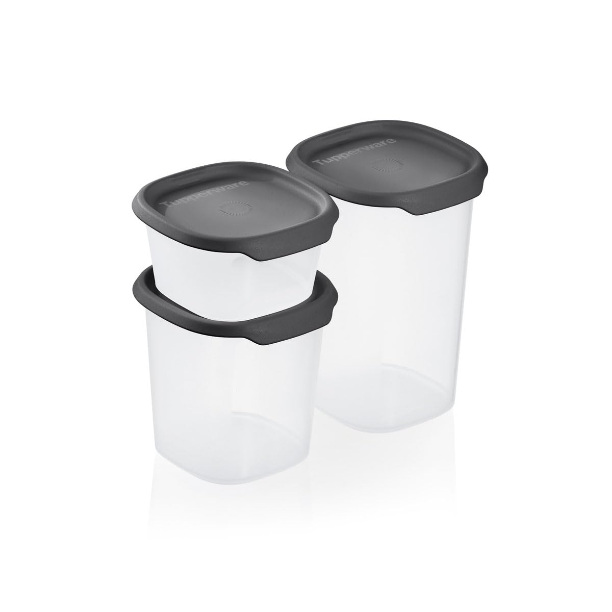 Tupperware One Touch Fresh Small Square Container 3Pc. Set Black Seal