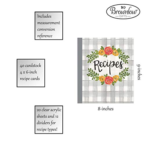 Brownlow Gifts Binder With Plastic Page Protectors And Recipe Cards, 8.25X 9.25-Inches, Floral