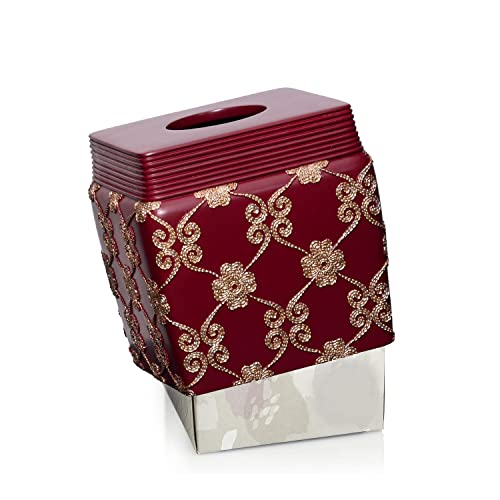 Popular Bath Tissue Box, Vlegant Rosa Collection, Burgundy/Gold