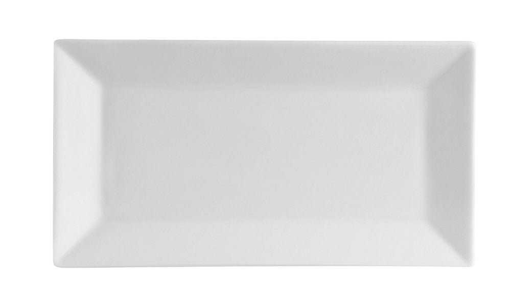 CAC China KSE-51 Kingsquare 14-1/2-Inch by 8-1/4-Inch Super White Porcelain Rectangular Platter, Box of 12