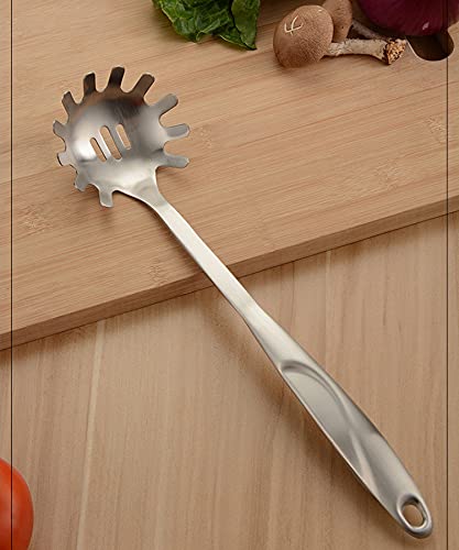 Horntide Stainless Steel Pasta Server Set 1X 8-Inch Serving Tongs 1X 12-Inch Spaghetti Claw Teethed Ends Design Kitchen Tools