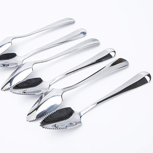 Jucoxo Grapefruit Spoons Set, 4 Pieces 6.1 Inch Stainless Steel Half Serrated Citrus Fruit Vintage Dessert Spoons Gift For Kitch