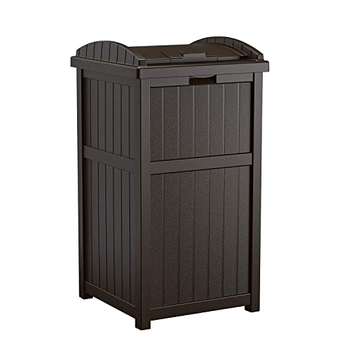 Suncast Trash Hideaway Outdoor Patio 33 Gal Garbage Waste Trash Can Bin (3 Pack)
