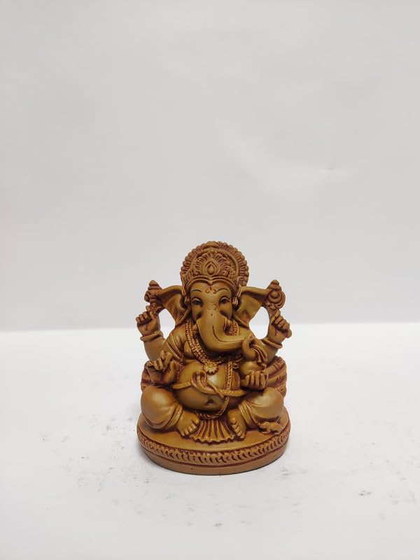 Pratima Wooden Finish Polyresin Ganesh Idol|Vinayaka Statue|Ganpati Murti|Ganesha Idol For Home Decor|Ganesh Idol For Diwali|Siz