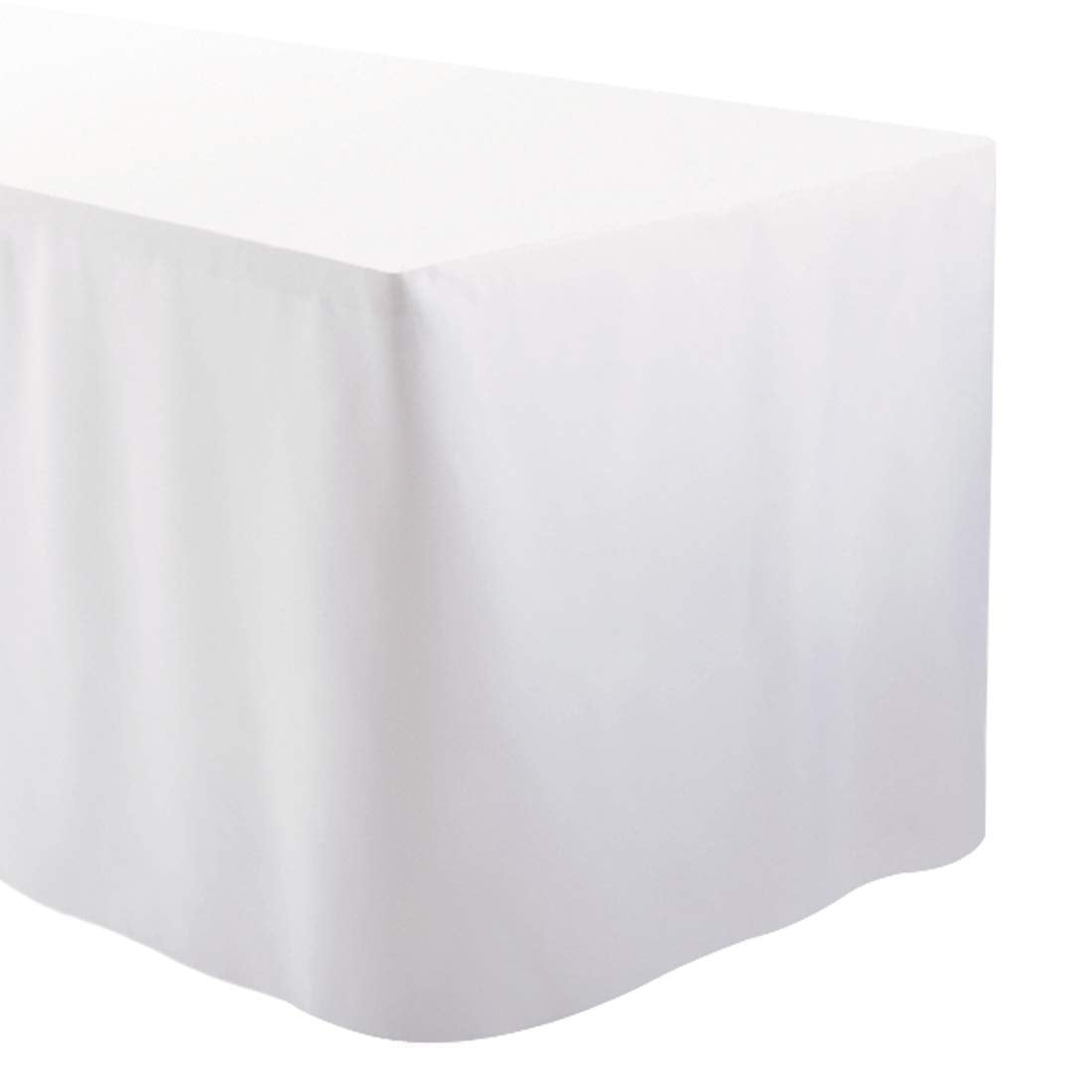 Waysle 4 Feet (L x W: 48''X30'') Rectangle Fitted Tablecloth for Wedding Party Banquet Polyester Cloth Fabric Cover  White