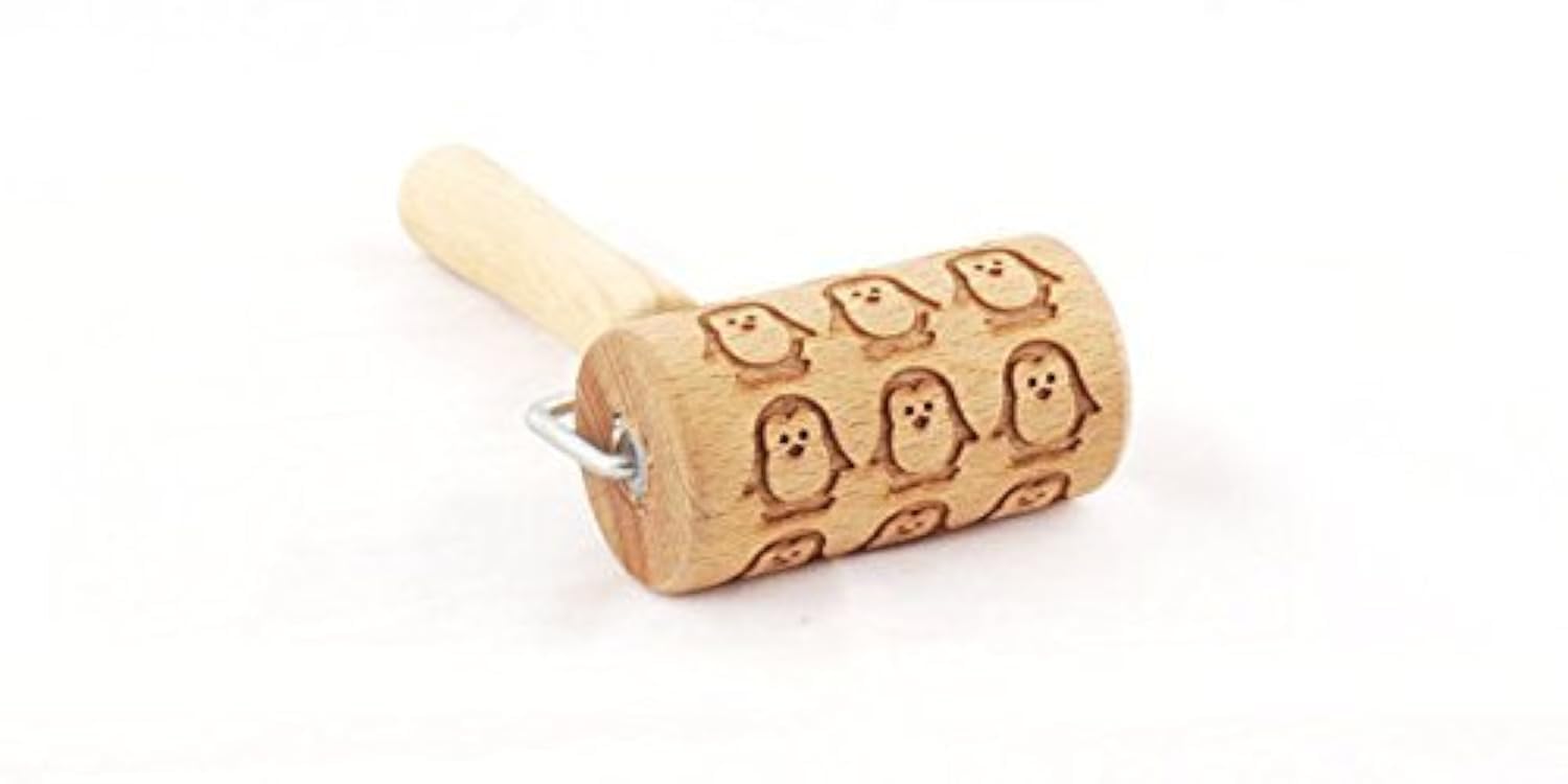 Penguins Mini Rolling Pin For Cookies Embossing Roller