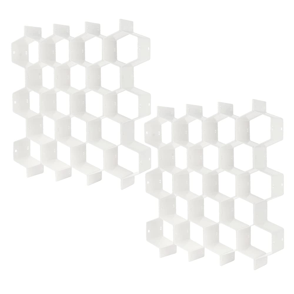 Poeland Drawer Divider Organizer 8pcs DIY Plastic Grid Honeycomb Drawer Divider White 2 Pack
