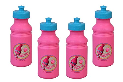 DreamWorks 4Pack Trolls Princess Poppy Kids 17oz PullTop Water Bottles
