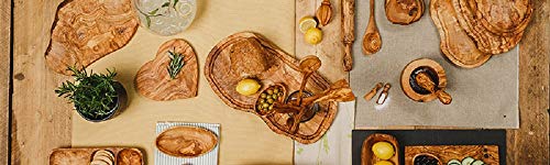 Naturally Med - Olive Wood Wooden Cooking Spoon 12''. Handcrafted In Tunisia. Spoon For Non Stick Pans. Olive Wood Kitchen Spoon