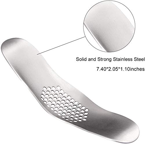 Fu Store Garlic Press 304 Stainless Steel Garlic Rocker Mincer Bonus Food Grade With Silicone Peeler Garlic (Color Random)