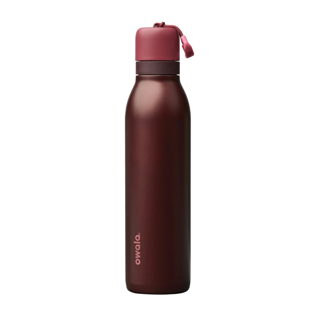 Owala FreeSip Twist Insulated Stainless Steel Water Bottle with Straw for Sports and Travel, BPA-Free, 24-oz, Black Cherry