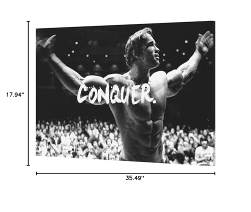 Panther Print  Large Canvas Wall Art  Beautiful Living Room Framed Art  Quality Picture Prints for Walls  Motivational Design  Arnold Schwarzenegger Conquer  Print for Special Occasions (30 x 20 Inch)