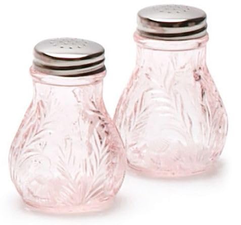 Salt & Pepper Shaker Set - Inverted Thistle - American Made - Mosser Glass Usa (Pink)