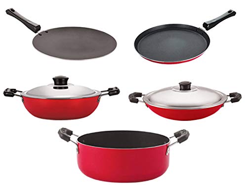Nirlon Kitchen Non Stick Cookware Combo Set Of 5 Pieces (2.6Mm_Ct_Dkdm_Appam_Cass22_Ft12)