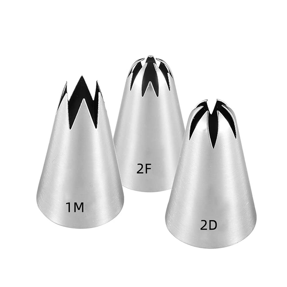 Large Icing Piping Tips,1M 2D 2F Cake Cupcake Decorating Tip Set Kit,Star Drop Flower Rose Petal Frosting Tip Pastry Nozzles Tip