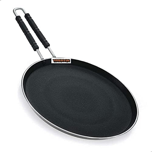 Iron Tawa Induction Base Heavy Wider 10 Inch For Roti Paratha Chapati Phulka Omelette With Stainless Steel Handle Color (Black)_