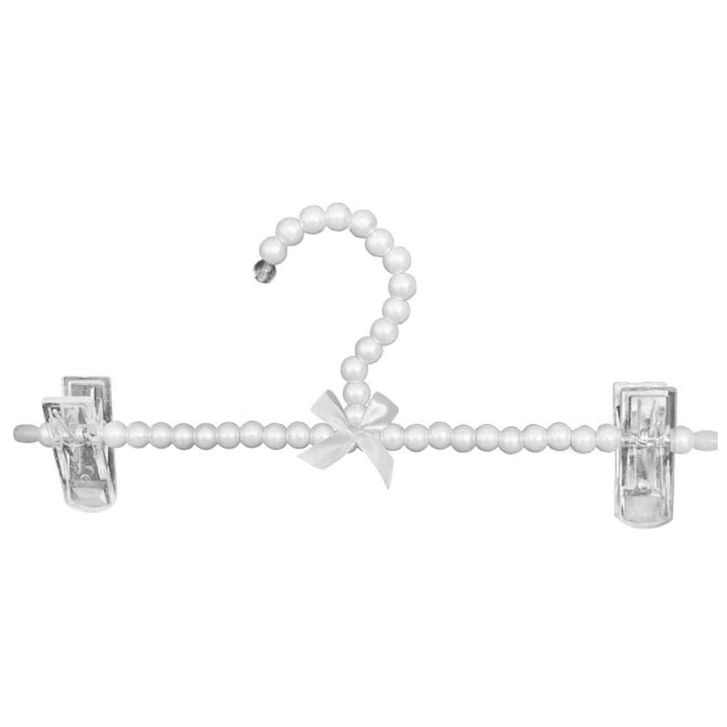 Buueerr 5 Pack Pearl Beads Metal Elegant Rosette Clothes Hangers For Kids Children Pet Dog (Style B White)