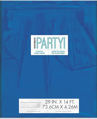 Unique Plastic Table Skirt  29'' x 14'  Royal Blue