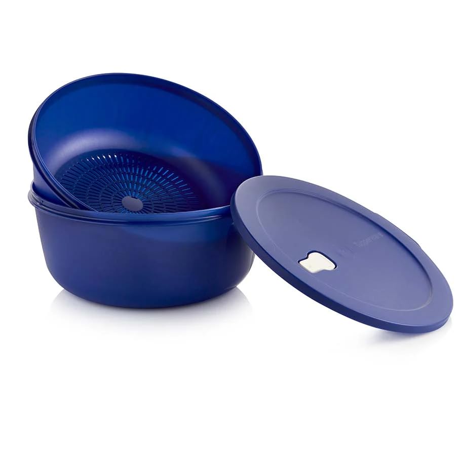 Tupperware Store Serve & Go - Crystalwave Bowl With Colander & Vent - Prep, Fridge & Reheat Meals - Dishwasher Safe, Microwave S