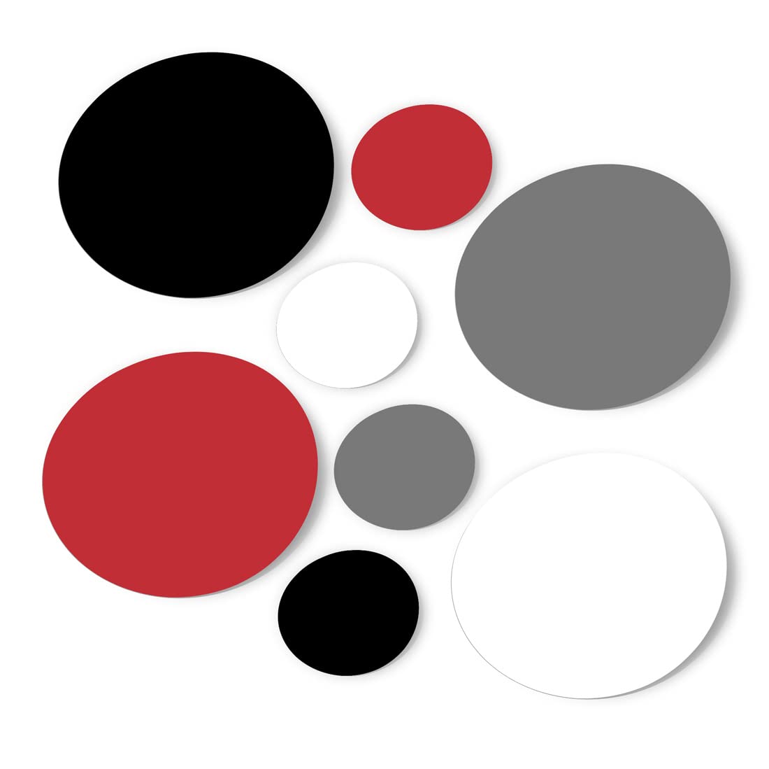 Red/White/Black/Grey Vinyl Wall Stickers - 2 & 4 Inch Circles (60 Decals)
